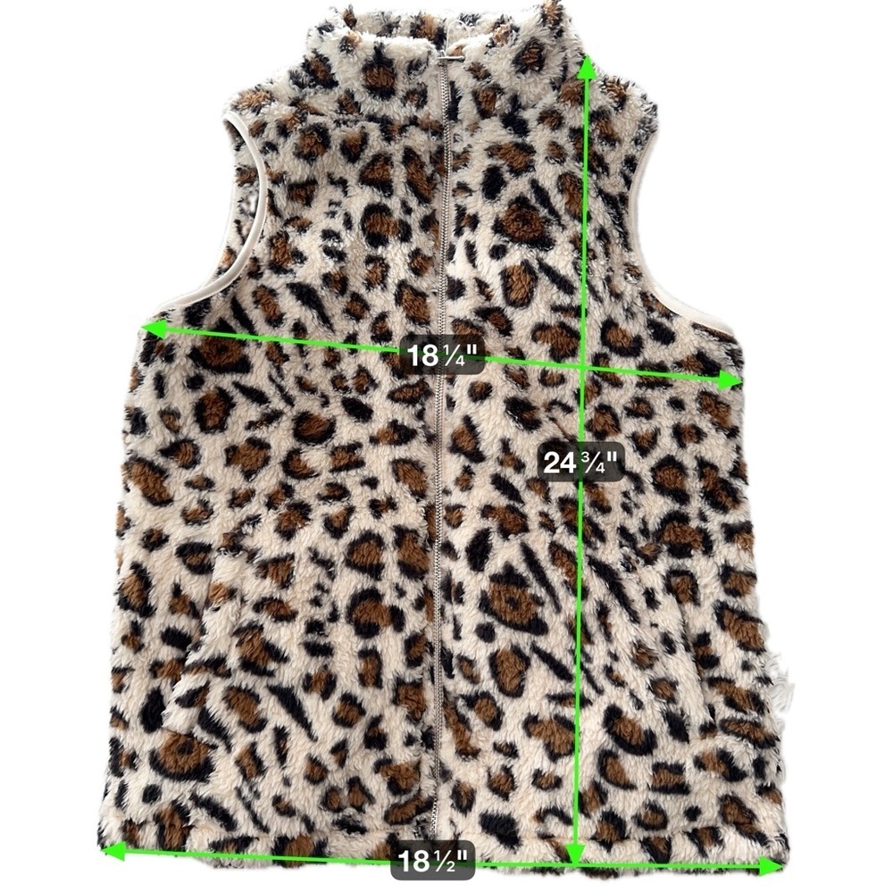 Lomon Leopard Print Faux Fur Fuzzy Zip Vest – Size Medium - Picture 7 of 16